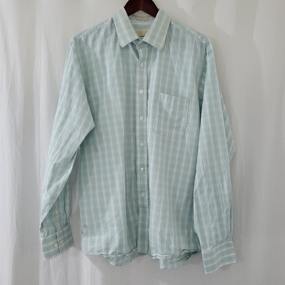 MICHAEL Michael Kors Other - MICHAEL Michael Kors Regular Fit Green/White Patterned Dress Shirt Men's Size XL